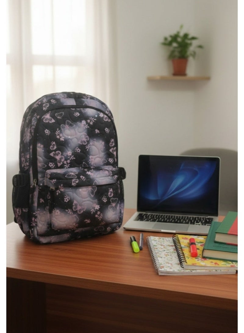Brand Stores Patterned Backpack , perfect for School and Vacations -Black - Image 2